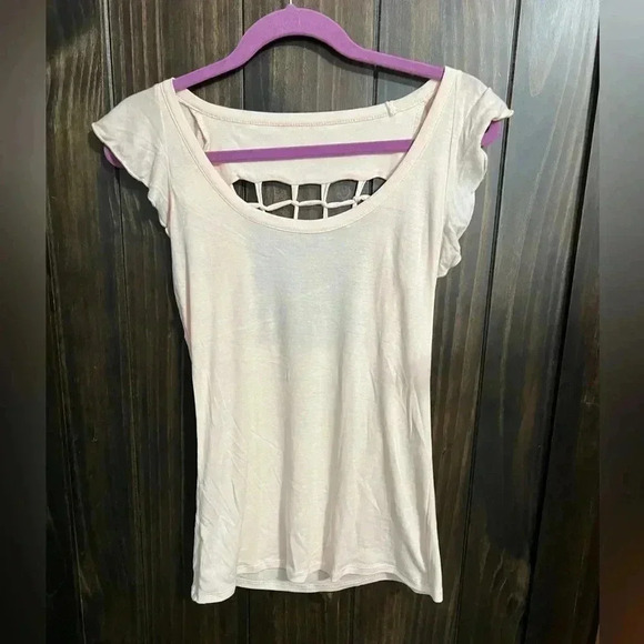 Chaser Tops - NWOT-Chaser Flounce Top with Lattice Back- Peach in color. Size M